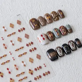 Nail Art Stickers Adhesive Slider Embossed Grid Sticker Decals CP084