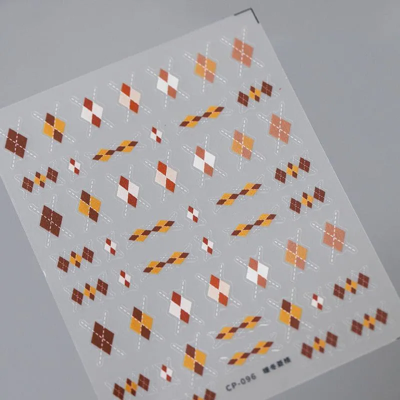 Nail Art Stickers Adhesive Slider Embossed Grid Sticker Decals CP084