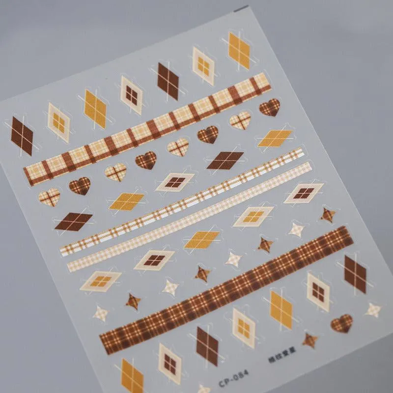 Nail Art Stickers Adhesive Slider Embossed Grid Sticker Decals CP084