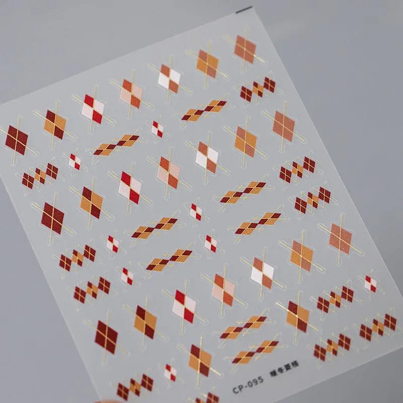Nail Art Stickers Adhesive Slider Embossed Grid Sticker Decals CP084