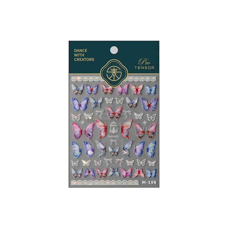 Nail Art Stickers Adhesive Slider Embossed Laser Butterfly Sticker Decals M198