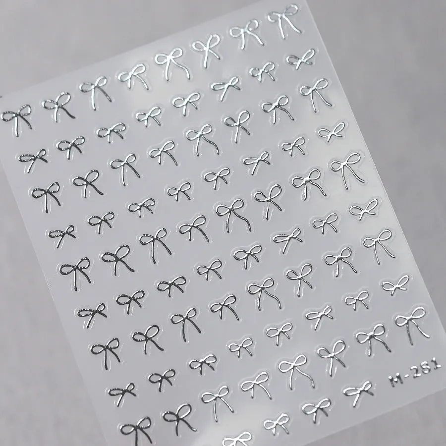 Nail Art Stickers Adhesive Slider Embossed Metal Bowknot Sticker Decals TS3587