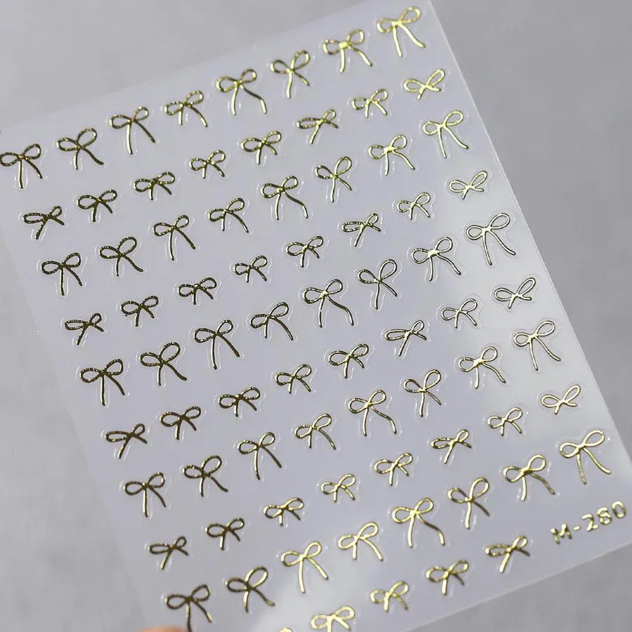 Nail Art Stickers Adhesive Slider Embossed Metal Bowknot Sticker Decals TS3587