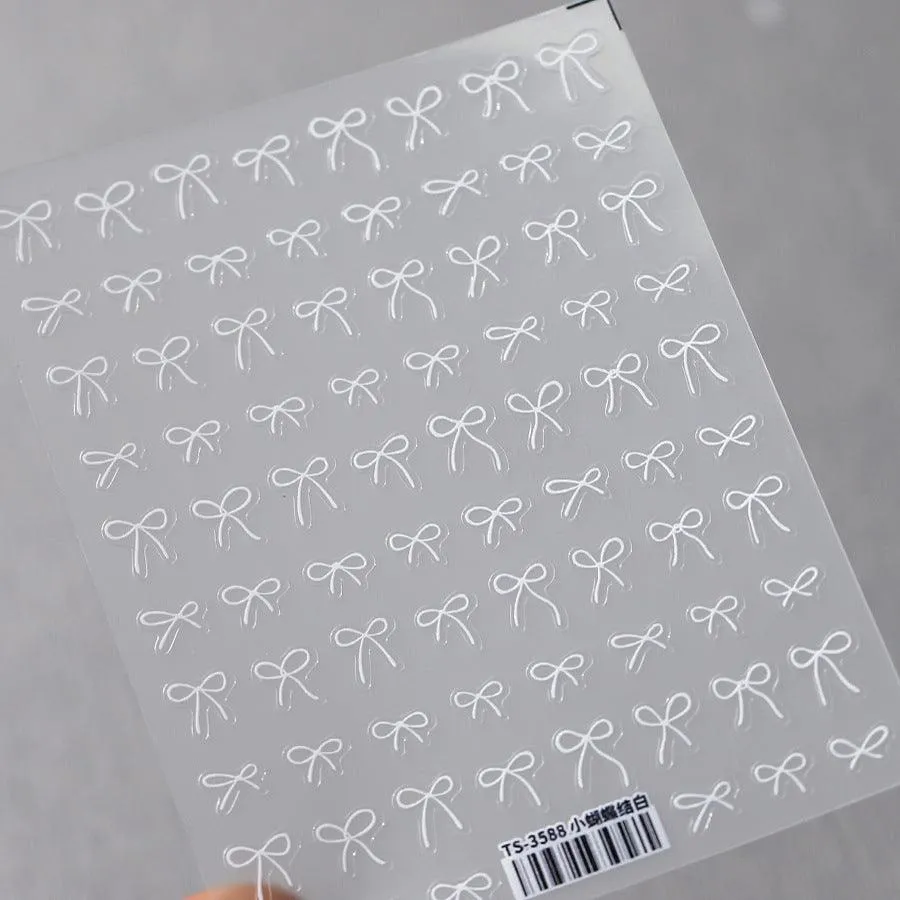 Nail Art Stickers Adhesive Slider Embossed Metal Bowknot Sticker Decals TS3587