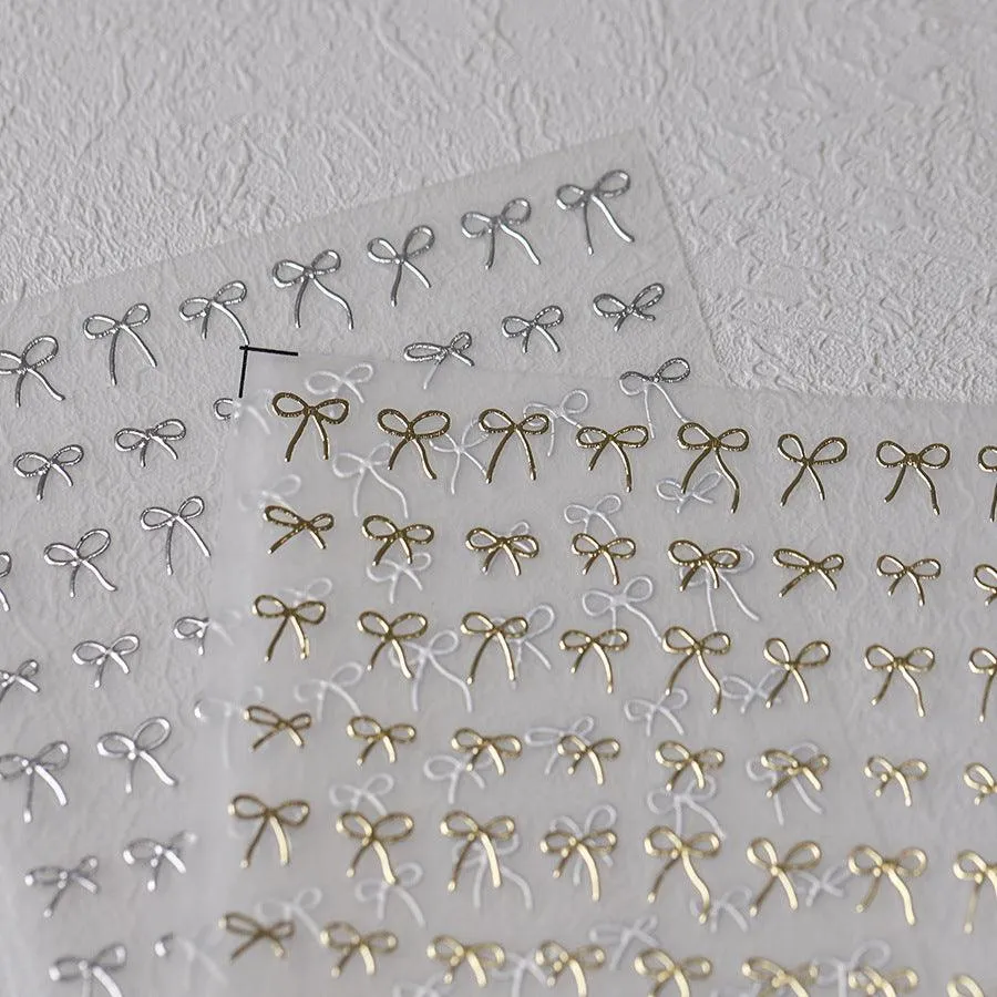 Nail Art Stickers Adhesive Slider Embossed Metal Bowknot Sticker Decals TS3587