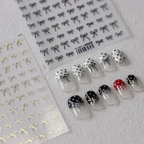 Nail Art Stickers Adhesive Slider Embossed Metal Bowknot Sticker Decals TS3587