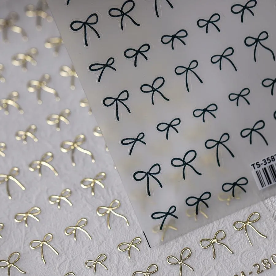 Nail Art Stickers Adhesive Slider Embossed Metal Bowknot Sticker Decals TS3587