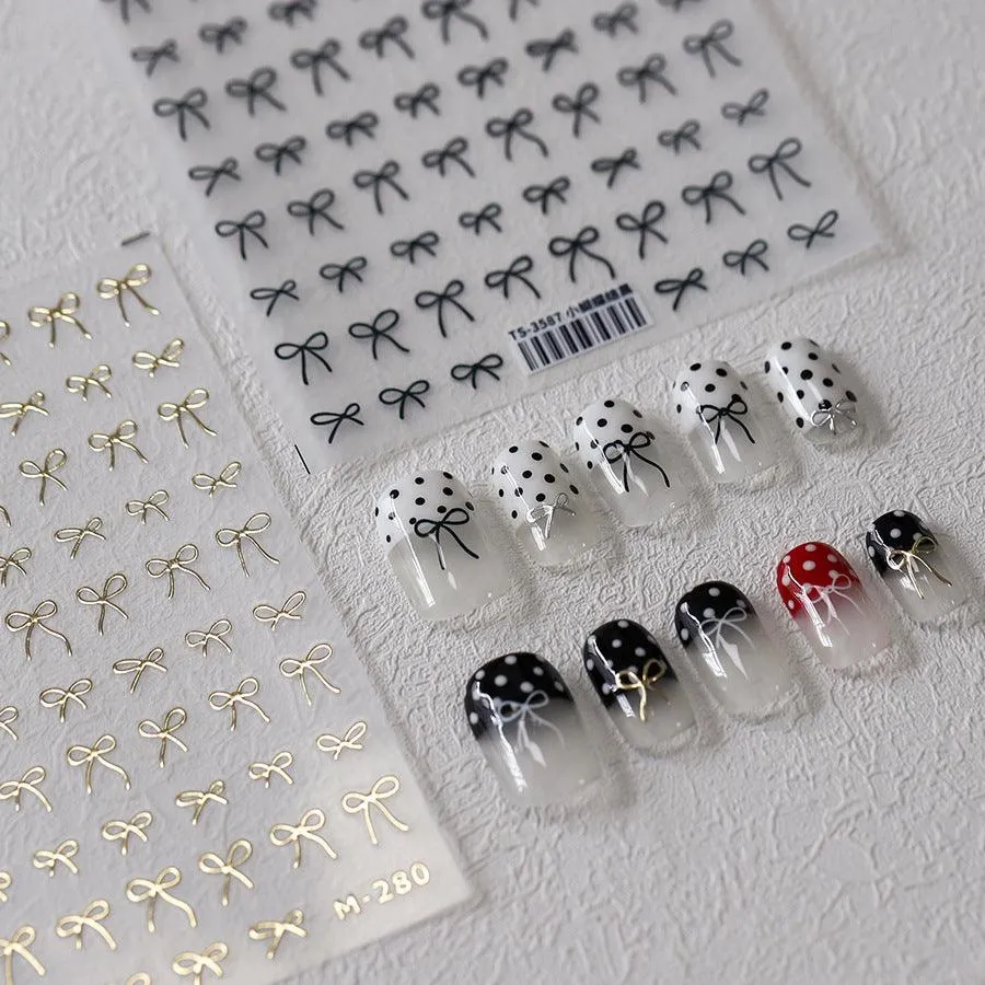 Nail Art Stickers Adhesive Slider Embossed Metal Bowknot Sticker Decals TS3587