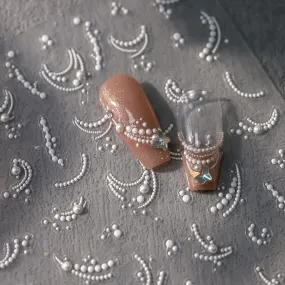 Nail Art Stickers Adhesive Slider Embossed Pearl Lace Sticker Decals TL121