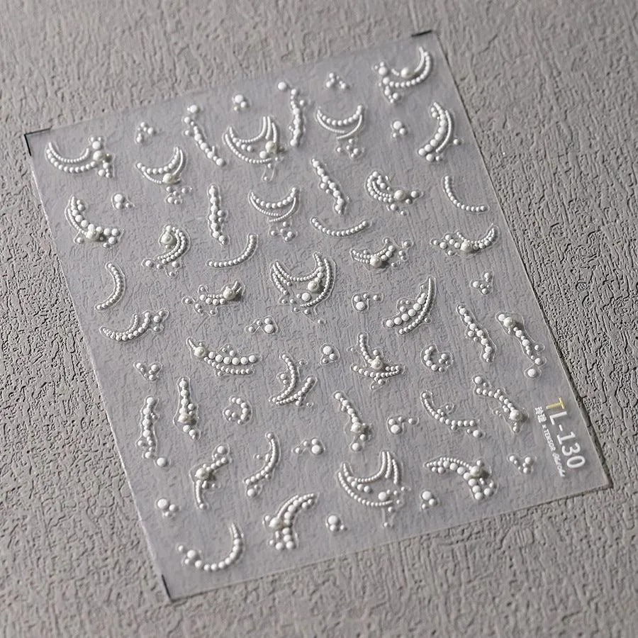 Nail Art Stickers Adhesive Slider Embossed Pearl Lace Sticker Decals TL121