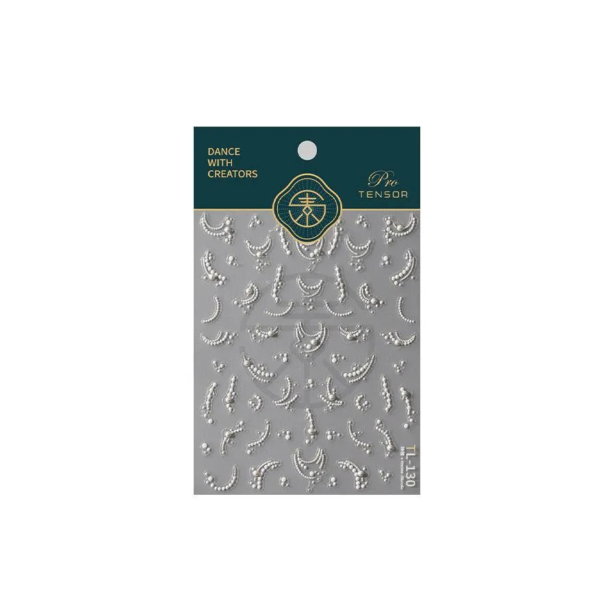 Nail Art Stickers Adhesive Slider Embossed Pearl Lace Sticker Decals TL121