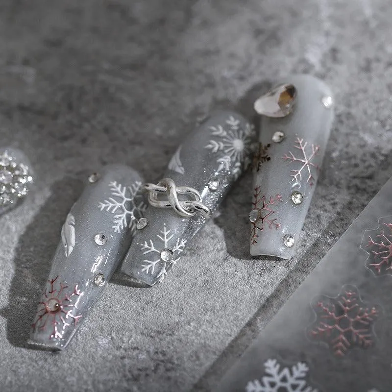 Nail Art Stickers Adhesive Slider Embossed Snowflake Sticker Decals TS1954