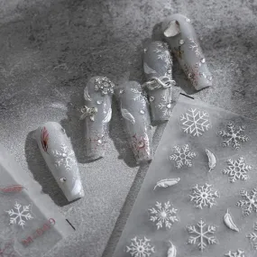 Nail Art Stickers Adhesive Slider Embossed Snowflake Sticker Decals TS1954