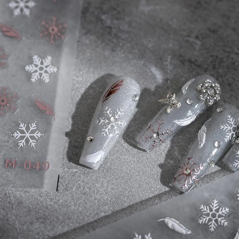 Nail Art Stickers Adhesive Slider Embossed Snowflake Sticker Decals TS1954