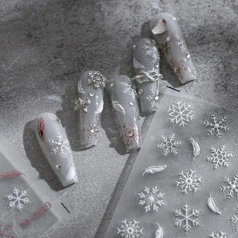 Nail Art Stickers Adhesive Slider Embossed Snowflake Sticker Decals TS1954