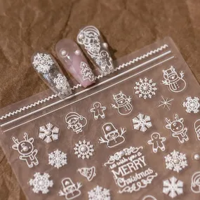 Nail Art Stickers Adhesive Slider Embossed Xmas Snowman with Beads Sticker Decals TL084