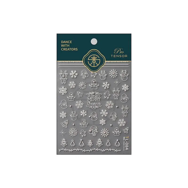 Nail Art Stickers Adhesive Slider Embossed Xmas Snowman with Beads Sticker Decals TL084