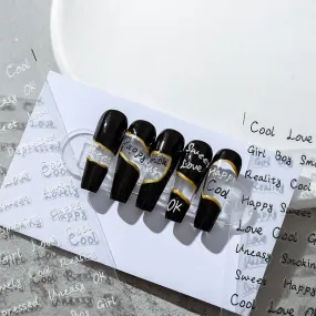 Nail Art Stickers Adhesive Slider Letter Words Sticker Decals