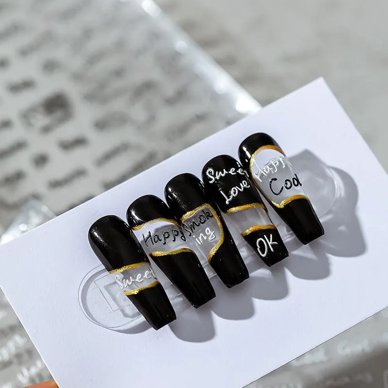 Nail Art Stickers Adhesive Slider Letter Words Sticker Decals