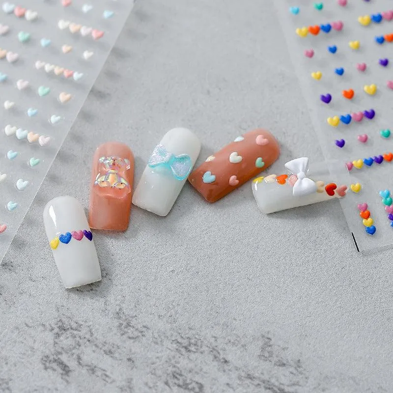 Nail Art Stickers Adhesive Slider Love Hearts Embossed Sticker Decals