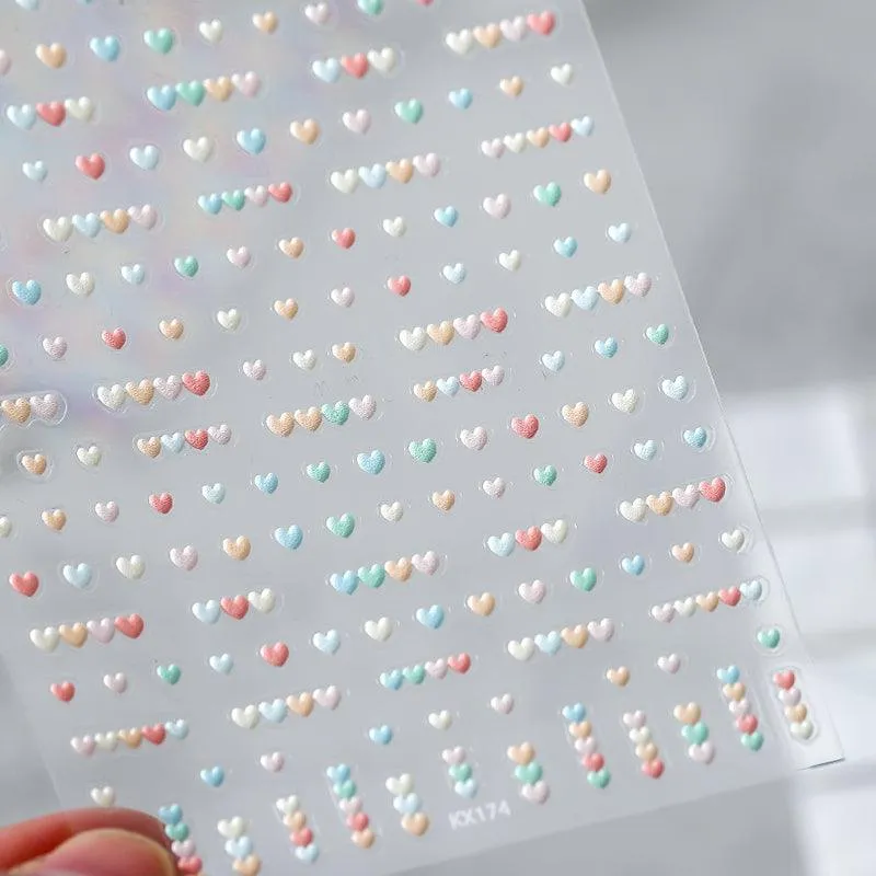 Nail Art Stickers Adhesive Slider Love Hearts Embossed Sticker Decals