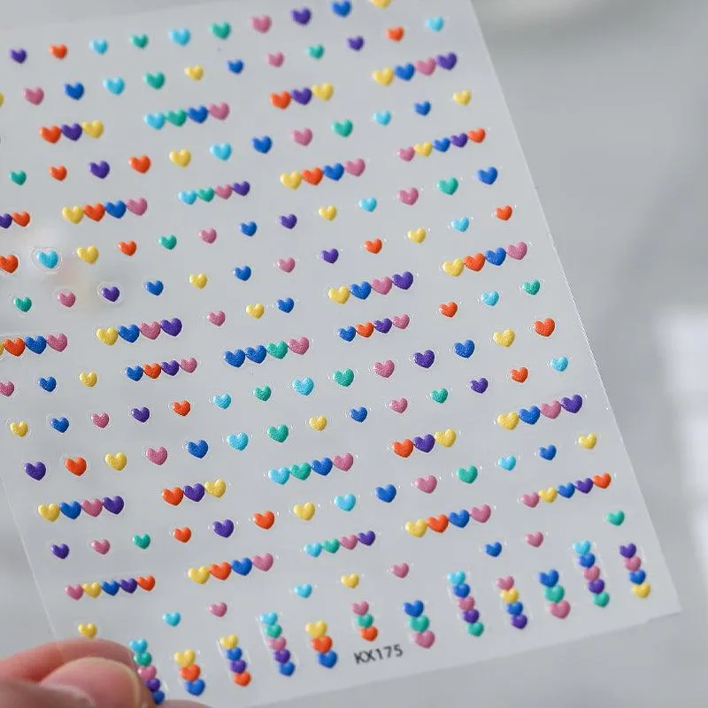 Nail Art Stickers Adhesive Slider Love Hearts Embossed Sticker Decals