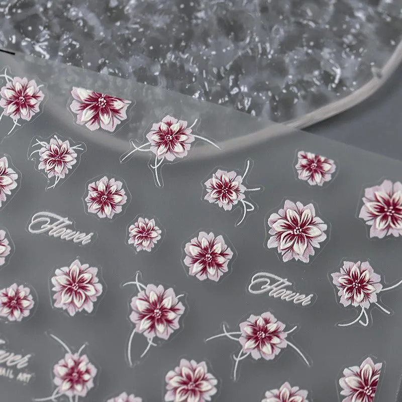Nail Art Stickers Adhesive Slider Peony Flowers Sticker Decals