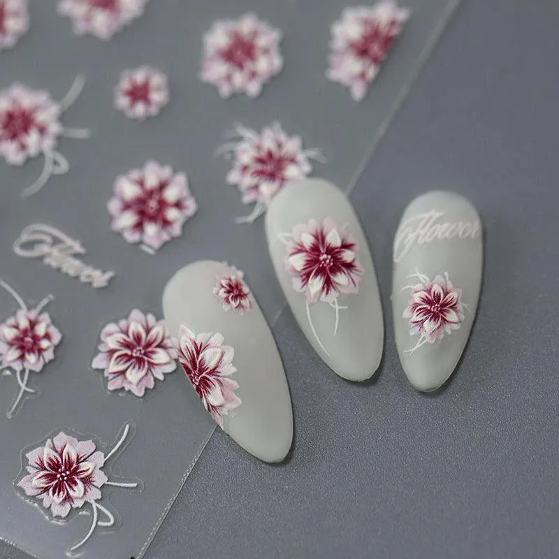 Nail Art Stickers Adhesive Slider Peony Flowers Sticker Decals
