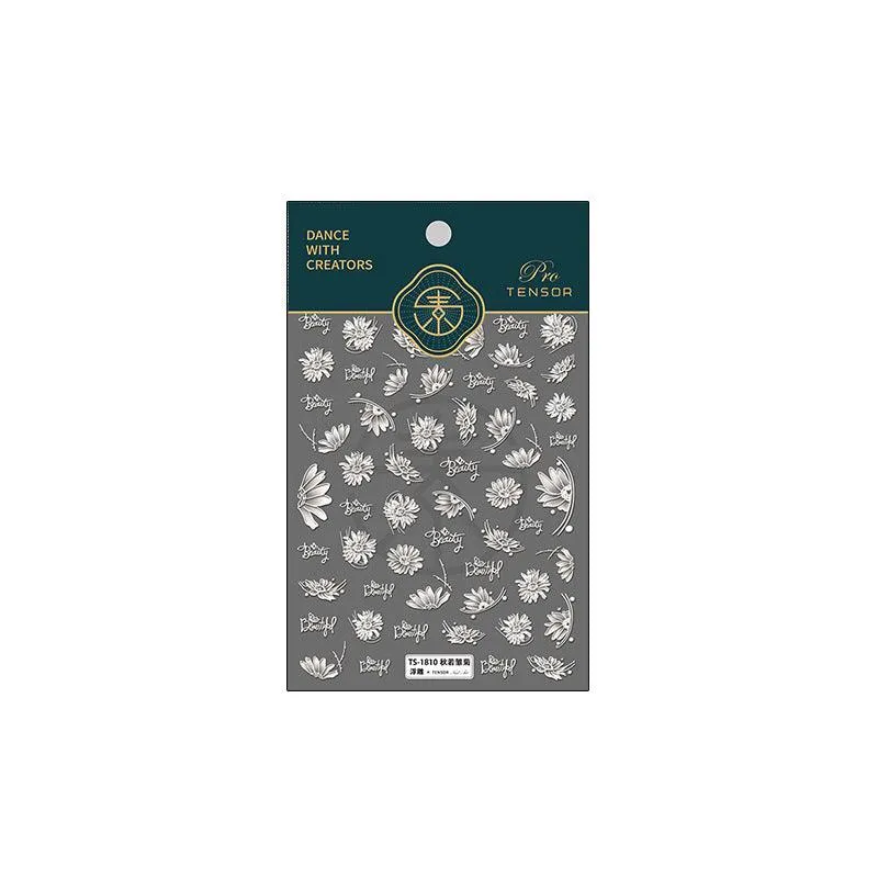 Nail Art Stickers Adhesive Slider White Daisy Sticker Decals