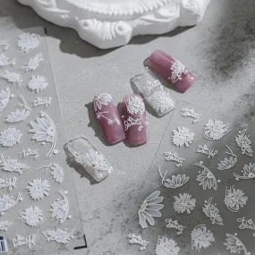 Nail Art Stickers Adhesive Slider White Daisy Sticker Decals