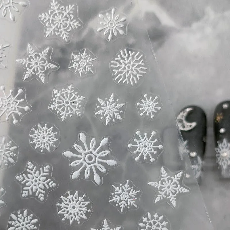 Nail Art Stickers Adhesive Slider White Snowflake Sticker Decals