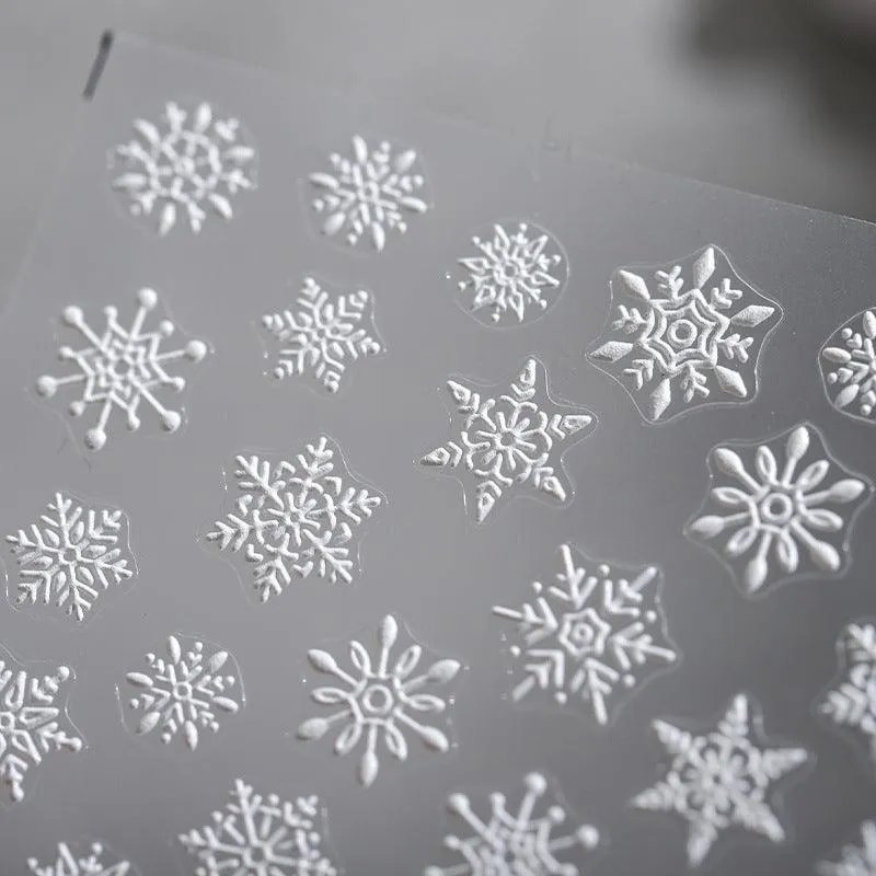 Nail Art Stickers Adhesive Slider White Snowflake Sticker Decals