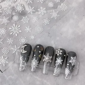 Nail Art Stickers Adhesive Slider White Snowflake Sticker Decals