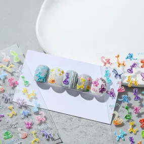 Nail Art Stickers Adhesive Sliders Embossed Cute Animals Sticker Decals TS1255