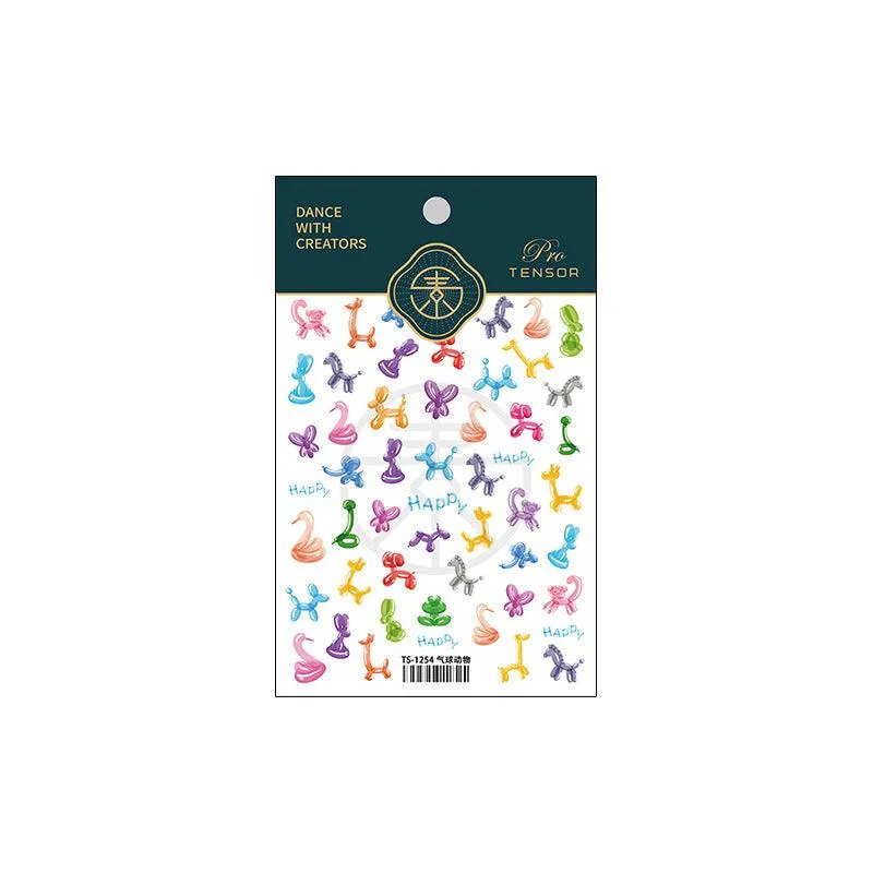 Nail Art Stickers Adhesive Sliders Embossed Cute Animals Sticker Decals TS1255