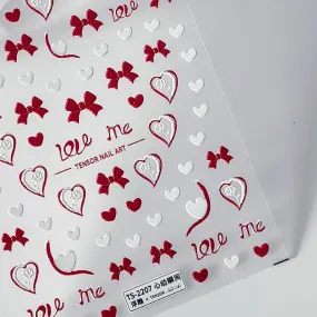 Nail Art Stickers Adhesive Sliders Embossed Love Bowknot Sticker Decals TS2206