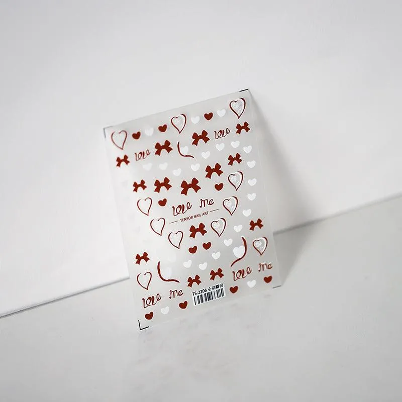 Nail Art Stickers Adhesive Sliders Embossed Love Bowknot Sticker Decals TS2206