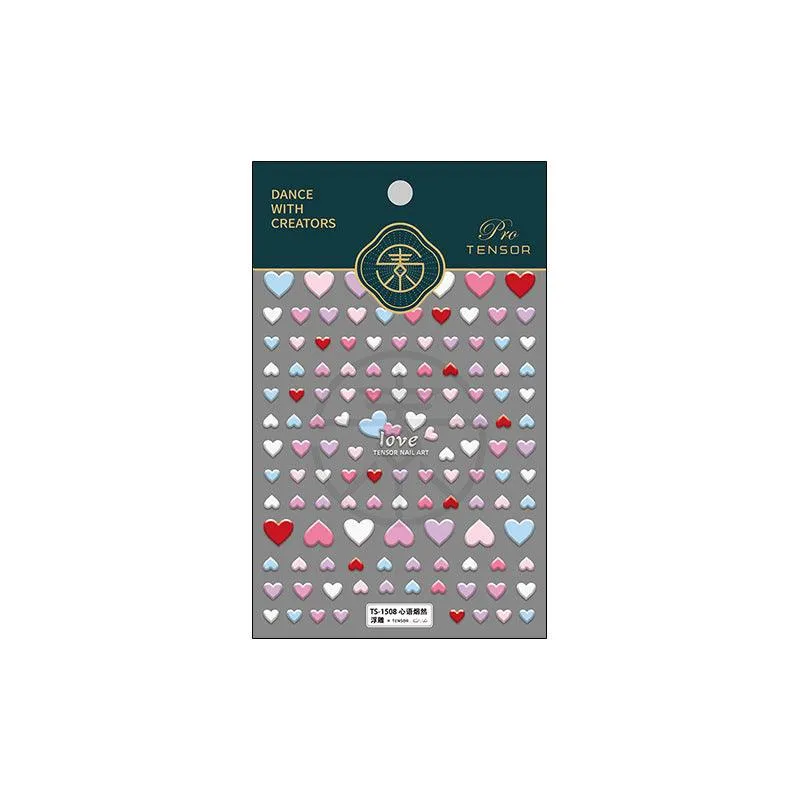 Nail Art Stickers Adhesive Sliders Embossed Love Heart Sticker Decals TS1507
