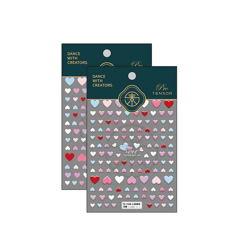 Nail Art Stickers Adhesive Sliders Embossed Love Heart Sticker Decals TS1507