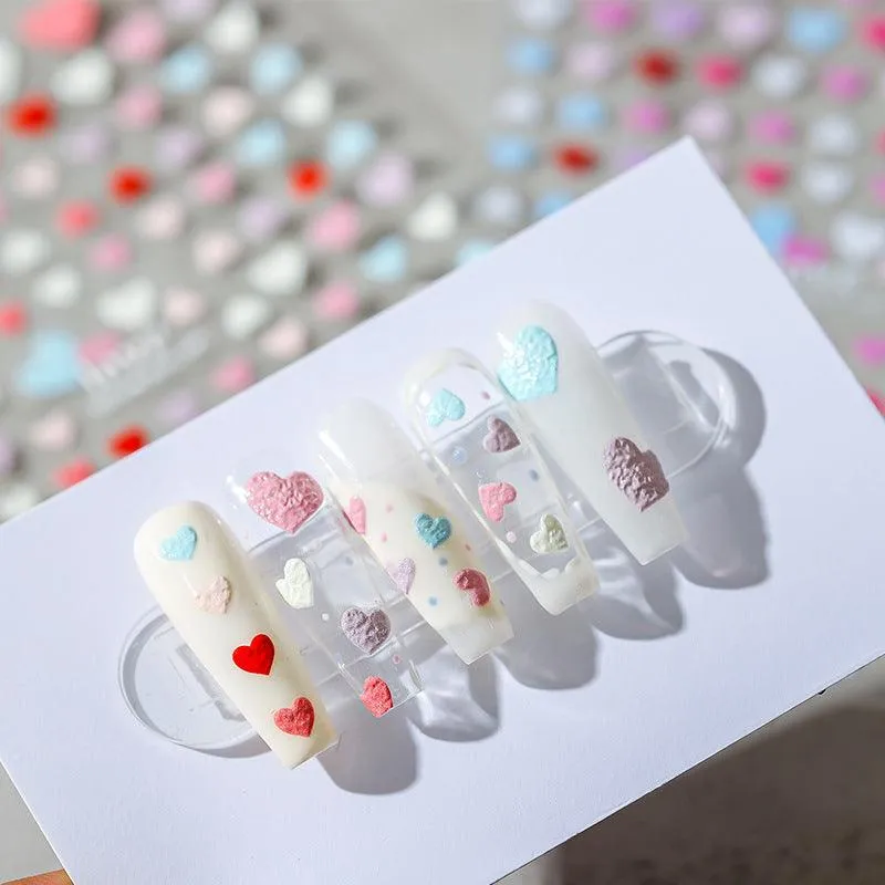 Nail Art Stickers Adhesive Sliders Embossed Love Heart Sticker Decals TS1507