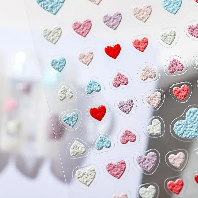Nail Art Stickers Adhesive Sliders Embossed Love Heart Sticker Decals TS1507