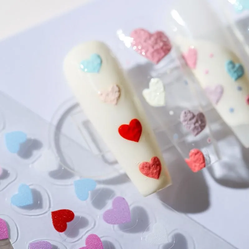 Nail Art Stickers Adhesive Sliders Embossed Love Heart Sticker Decals TS1507