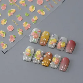 Nail Art Stickers Adhesive Sliders Grape Fruit Embossed Sticker Decals