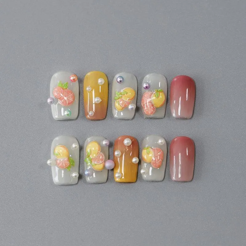 Nail Art Stickers Adhesive Sliders Grape Fruit Embossed Sticker Decals