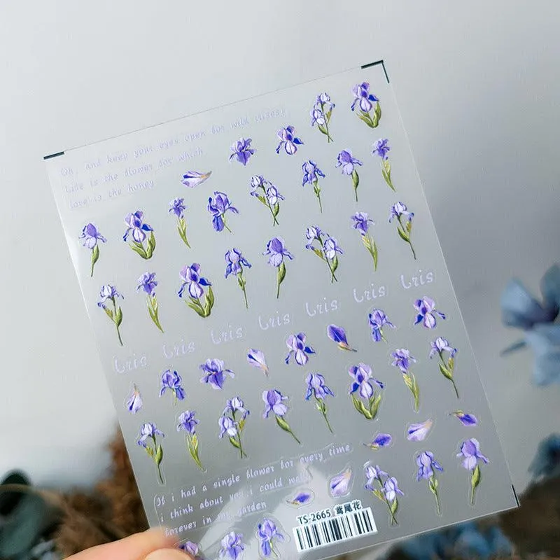 Nail Art Stickers Adhesive Sliders Iris Embossed Sticker Decals