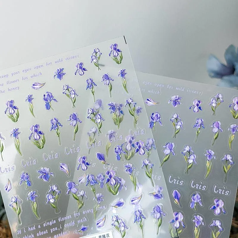 Nail Art Stickers Adhesive Sliders Iris Embossed Sticker Decals