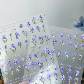 Nail Art Stickers Adhesive Sliders Iris Embossed Sticker Decals