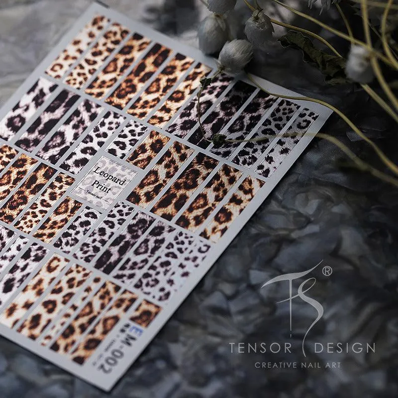 Nail Art Stickers Adhesive Sliders Leopard Print Sticker Decals EM002