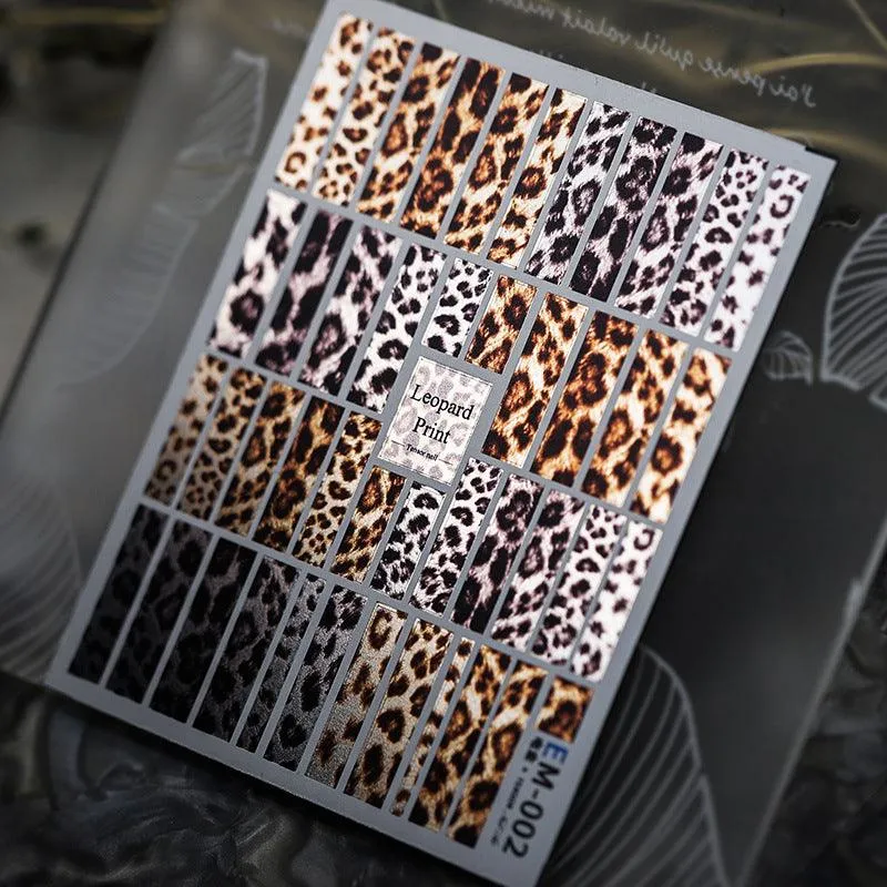 Nail Art Stickers Adhesive Sliders Leopard Print Sticker Decals EM002
