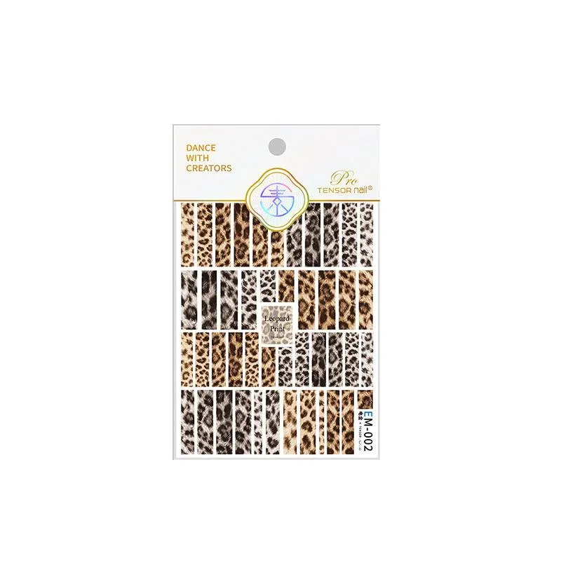 Nail Art Stickers Adhesive Sliders Leopard Print Sticker Decals EM002